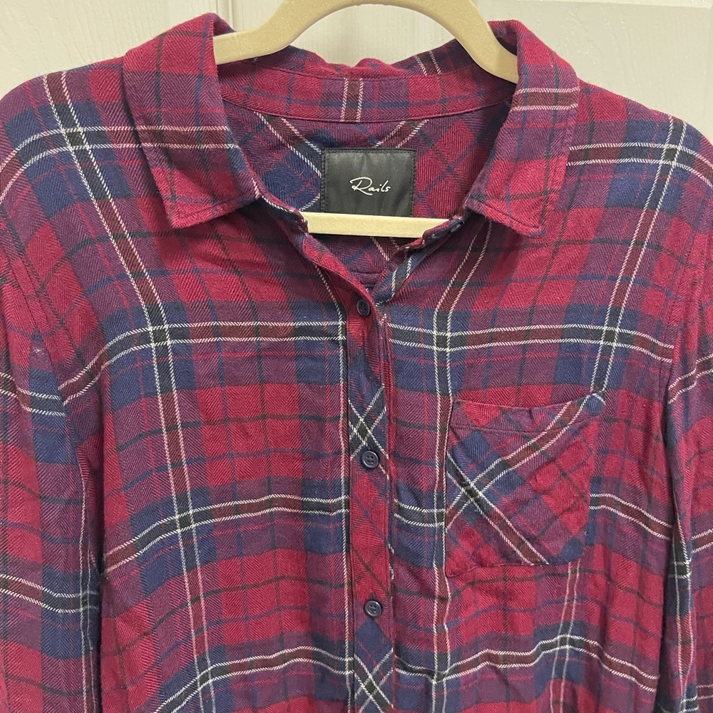 Rails Hunter Button Down In Oxblood/Navy - image 3